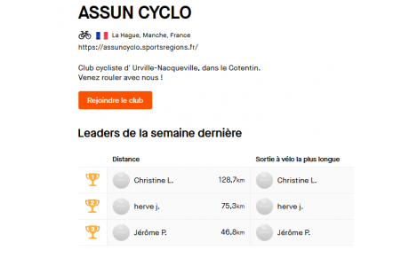 L'ASSUN est aussi sur STRAVA